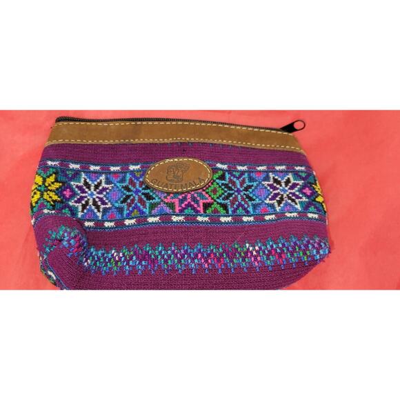 Guatemala Handmade Stitched Bright Colors Star Pattern Zip Top Small Hand Purse - Picture 2 of 6